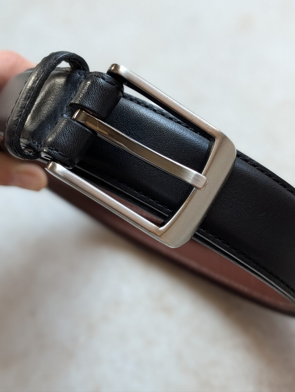 Perry Ellis Portfolio Black Full Grain Leather Dress Belt Size 38/95